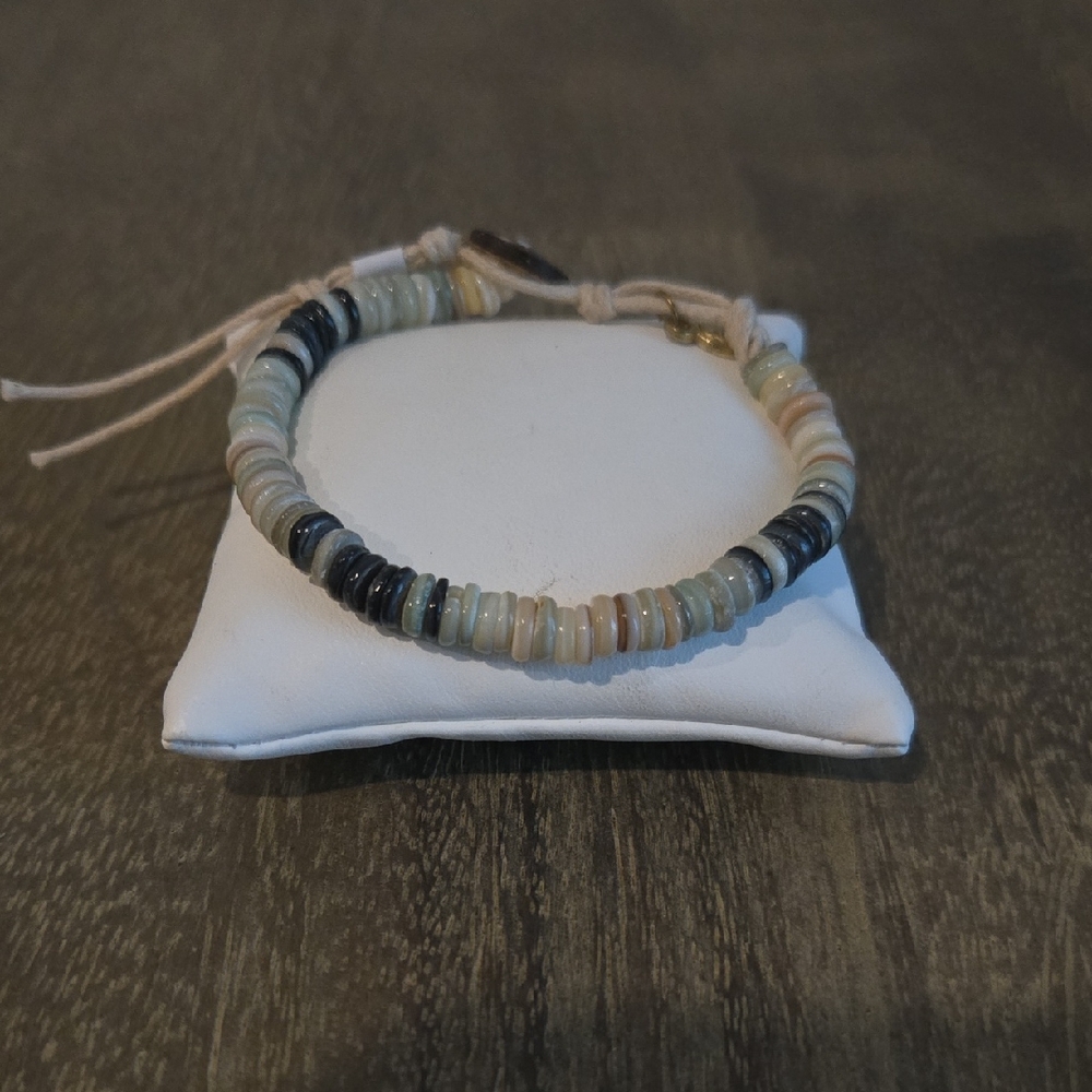 Lotus And Luna Puka Shell Bracelet with Button Accent